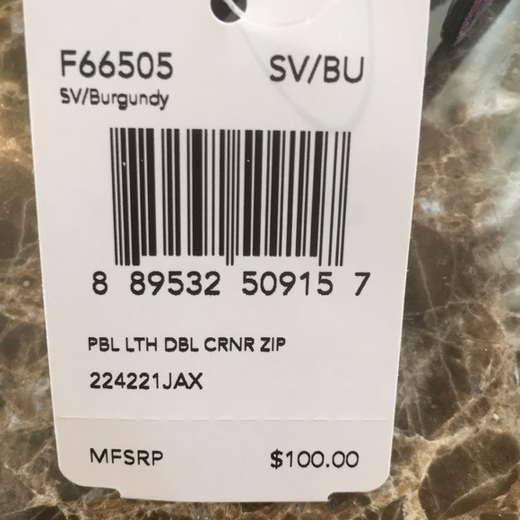 New! Coach Burgundy Pebble Leather Double Corner Zip Wristlet Wallet - Picture 15 of 15